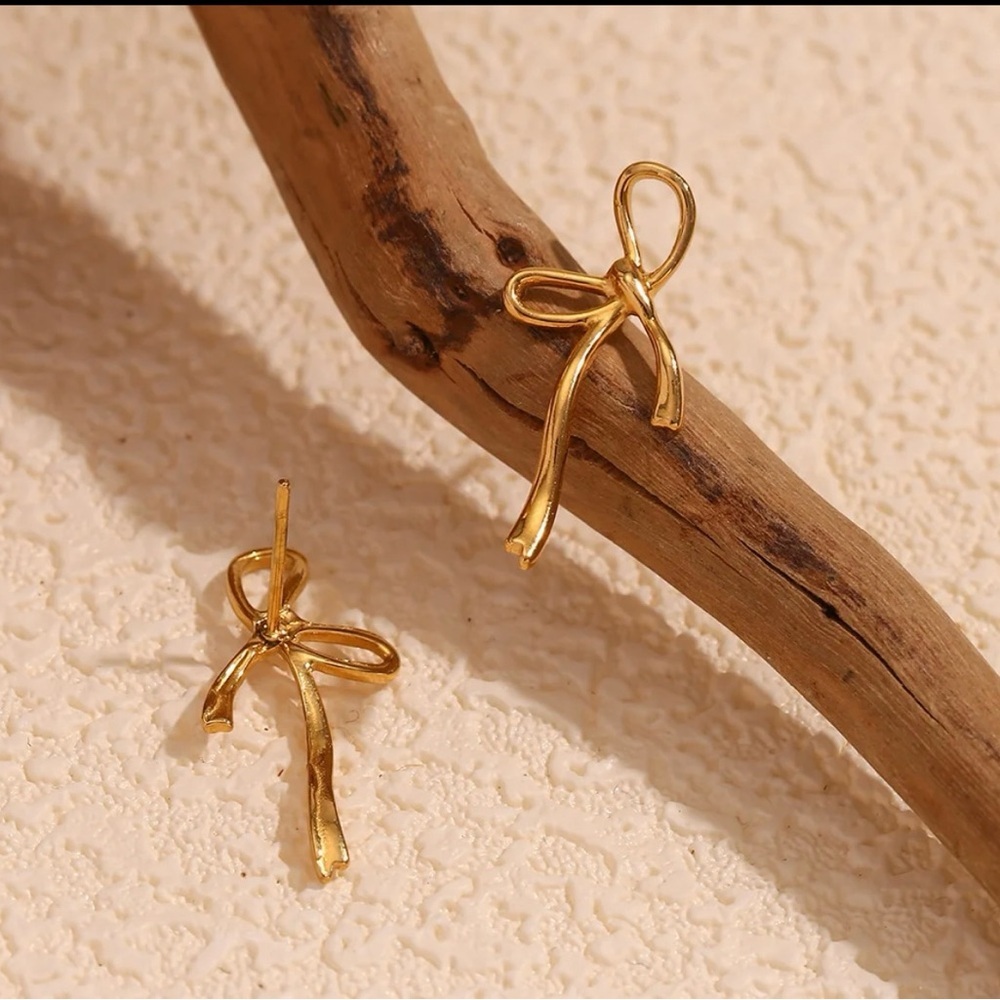 Trendy bow stainless steel earrings
